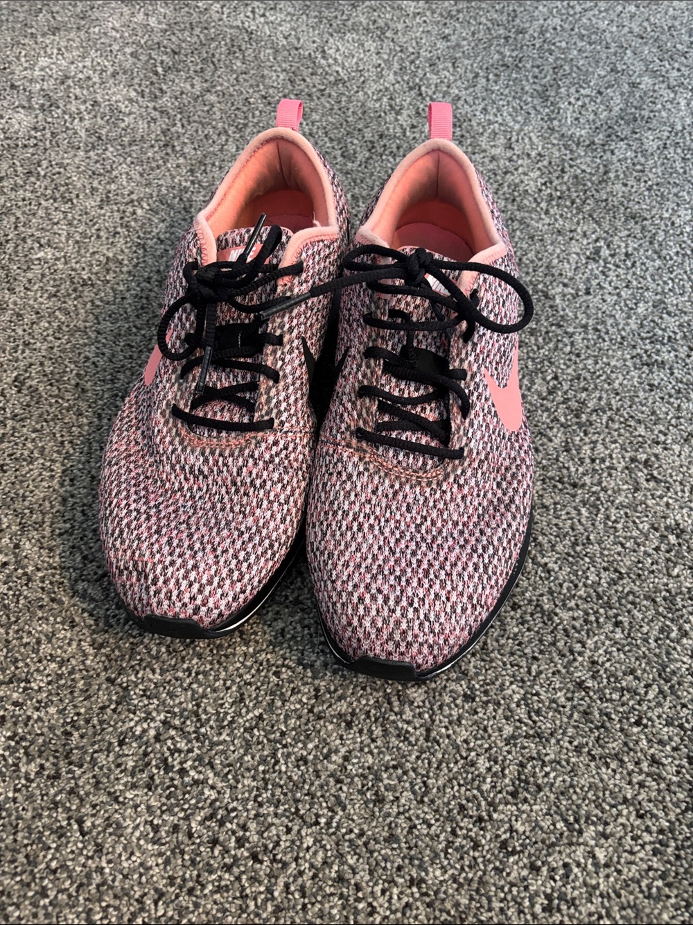 Nike Pink and Black Knit Athletic Sneakers